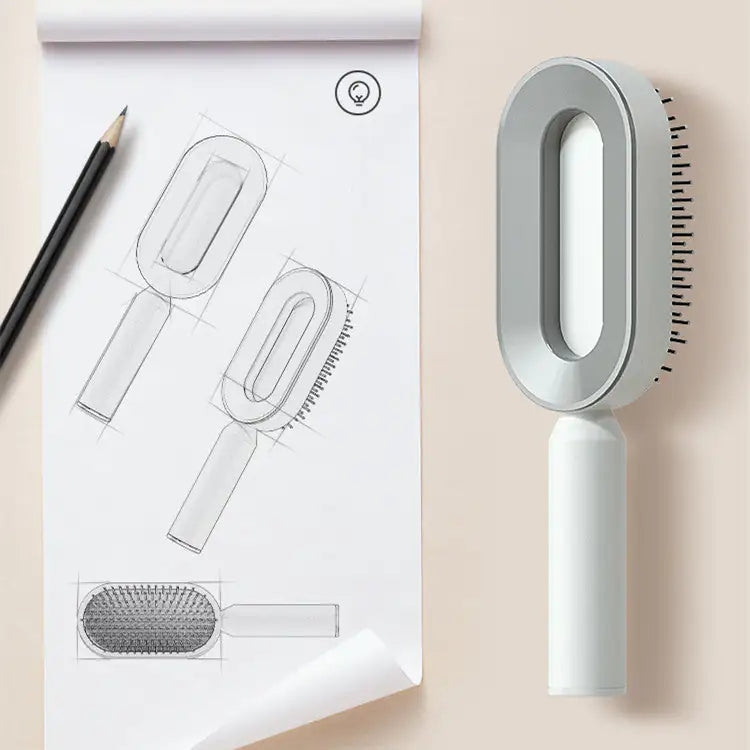 Lumera Self-Cleaning Hairbrush handle detail