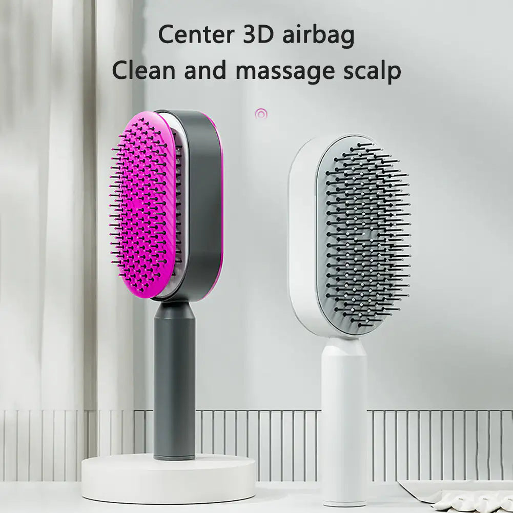 Lumera Self-Cleaning Hairbrush in use